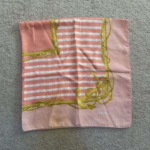 Talbots Gold and Peach Nautical Patterned Vintage Silk Scarf